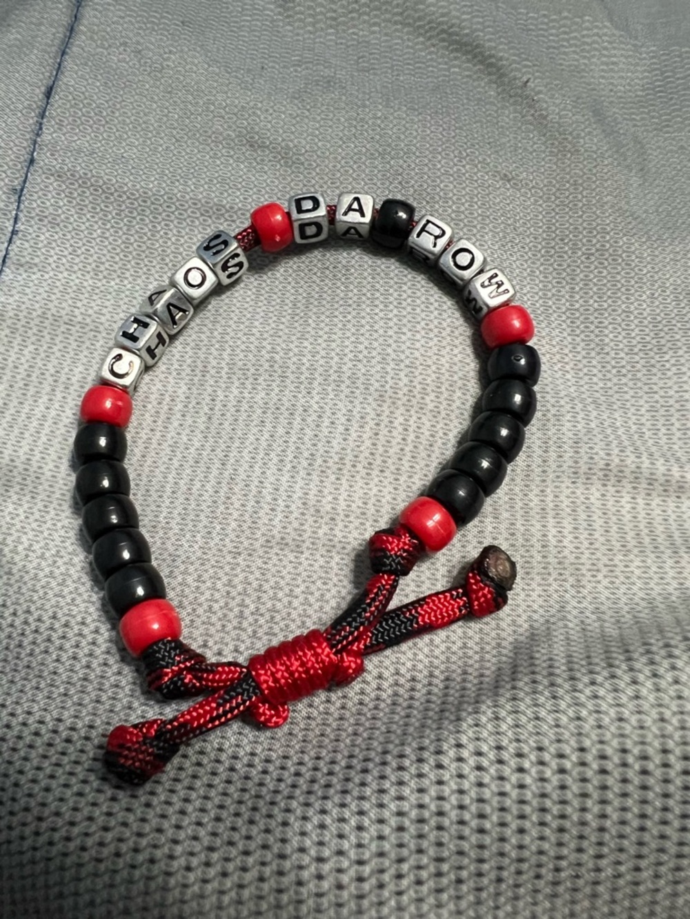 Red & Black Beaded Name Bracelet